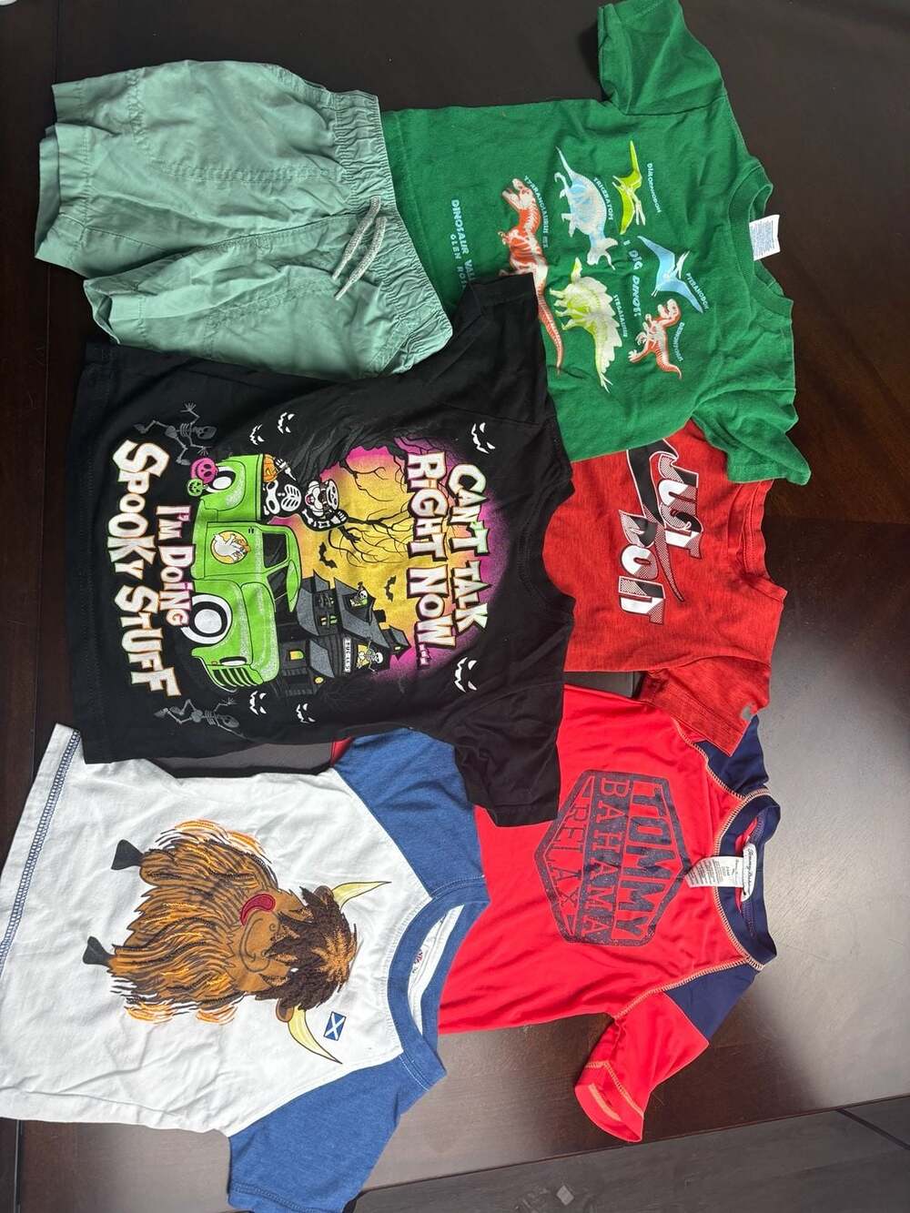 Toddler Boys 2T 6 Piece Clothing Lot Nike Buc-ee’s Tommy Bahama Dinosaur Shorts